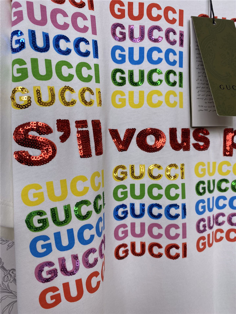 Gvc*1 sequin letter t-shirt replica clothes