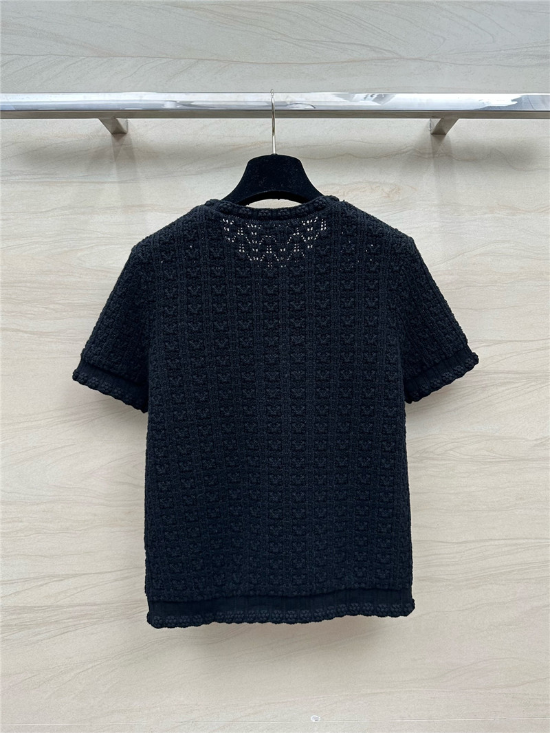 Ch**el hollow embossed braided short-sleeved top replica clothes
