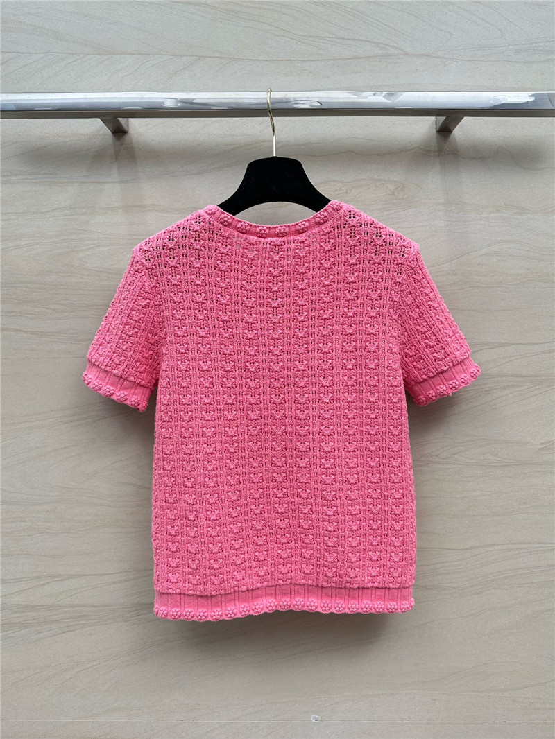 Ch**el hollow embossed braided short-sleeved top replica clothes