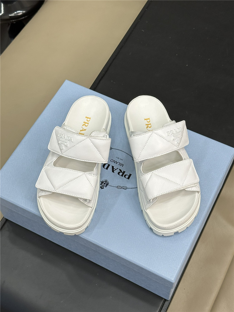 Pra*a double strap lambskin slippers replica designer shoes