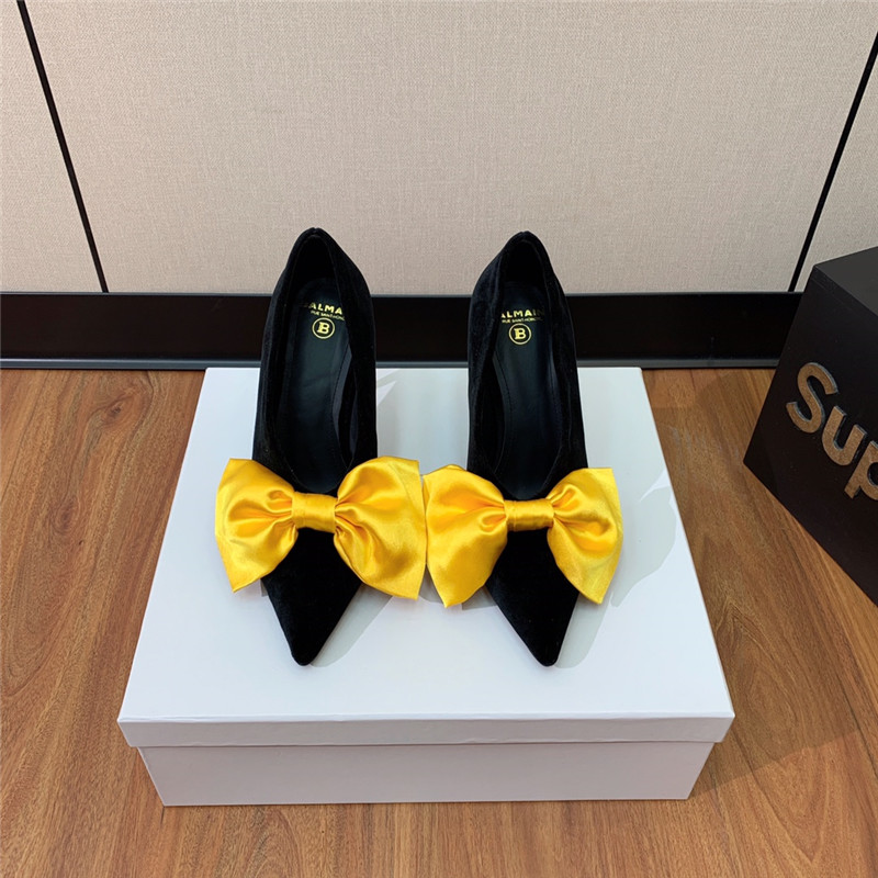 balmain bow velvet high-heeled shoes Marg*e1a replica shoes