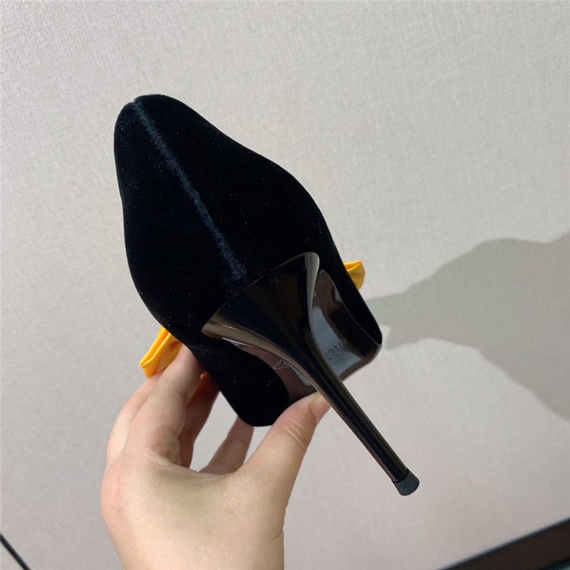 balmain bow velvet high-heeled shoes Marg*e1a replica shoes