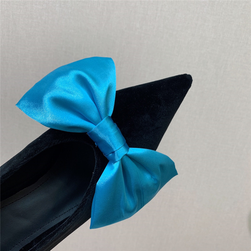 balmain bow velvet high-heeled shoes Marg*e1a replica shoes