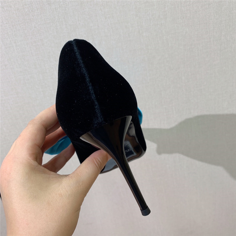 balmain bow velvet high-heeled shoes Marg*e1a replica shoes
