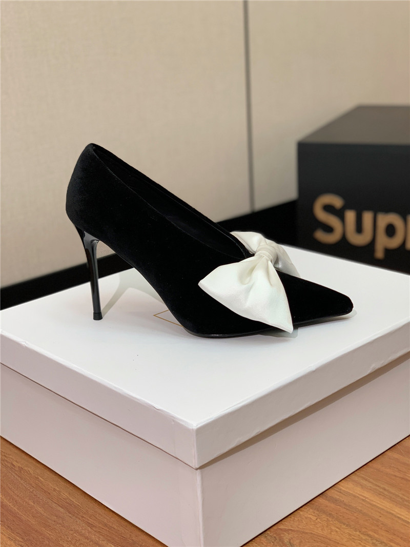 balmain bow velvet high-heeled shoes Marg*e1a replica shoes