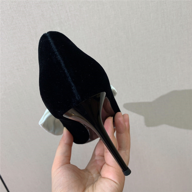 balmain bow velvet high-heeled shoes Marg*e1a replica shoes