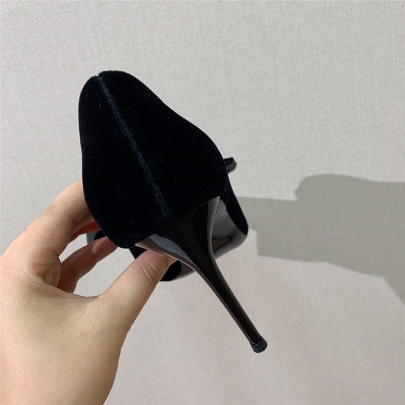 balmain bow velvet high-heeled shoes Marg*e1a replica shoes
