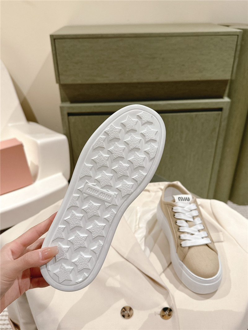 Miu Miu Platform Canvas Sneakers Brown