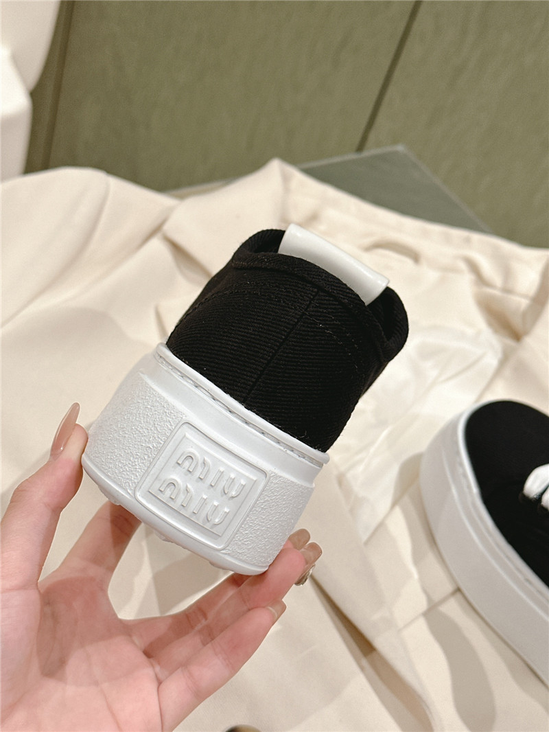 Miu Miu Platform Canvas Sneakers Black