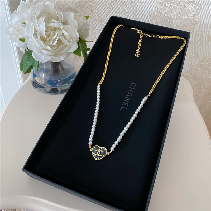 Ch**el denim love pearl chain waist chain