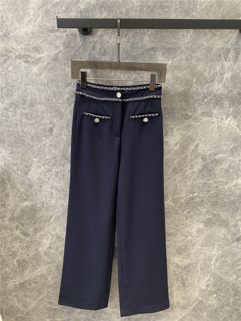 Ch**el metal chain casual straight pants replica clothes