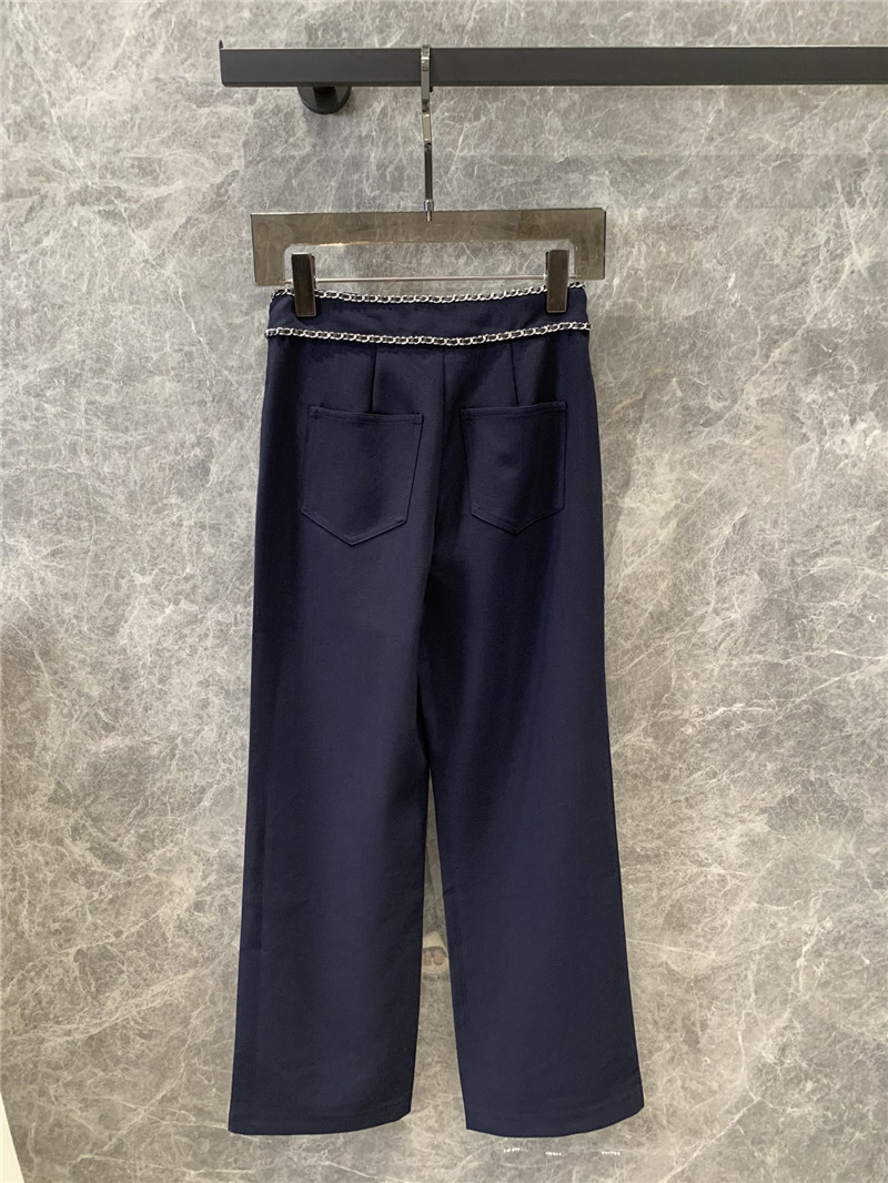 Ch**el metal chain casual straight pants replica clothes