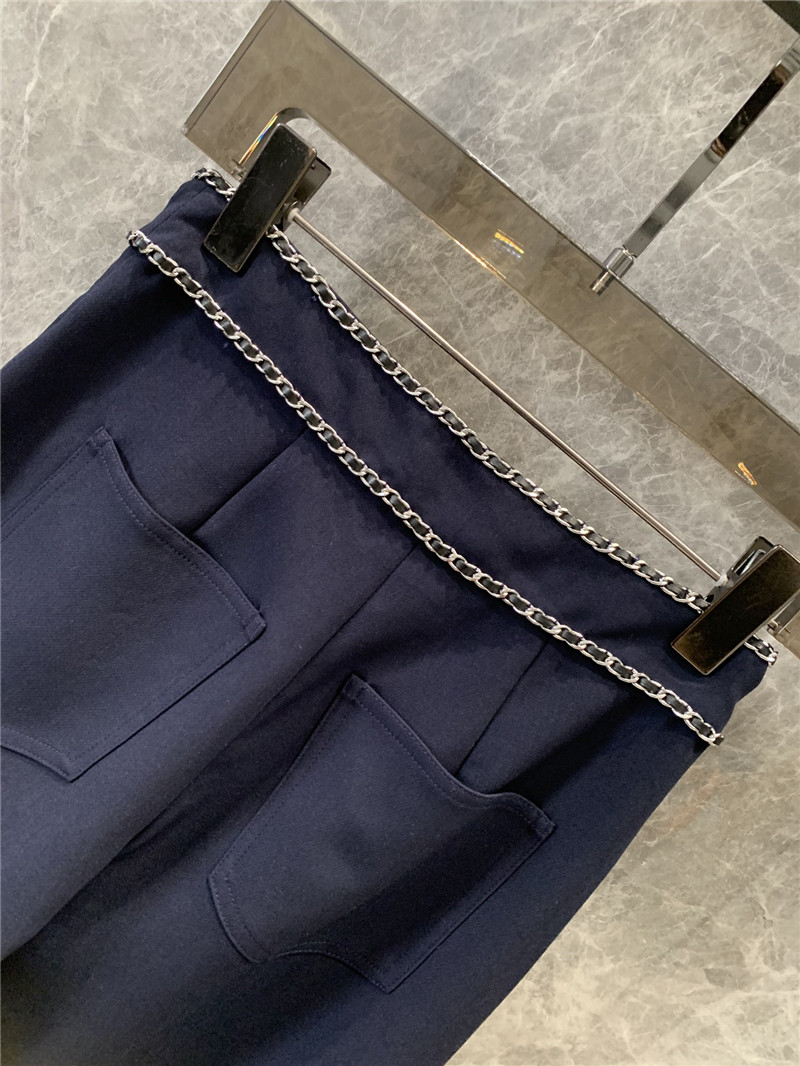 Ch**el metal chain casual straight pants replica clothes
