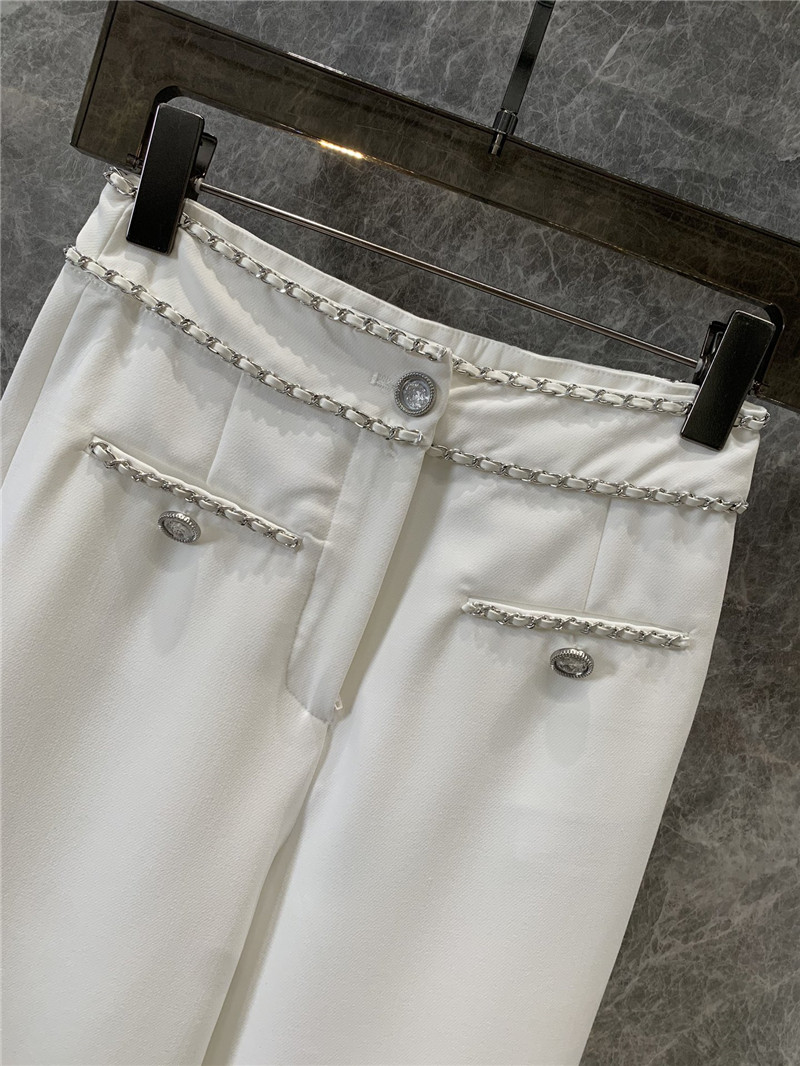 Ch**el metal chain casual straight pants replica clothes