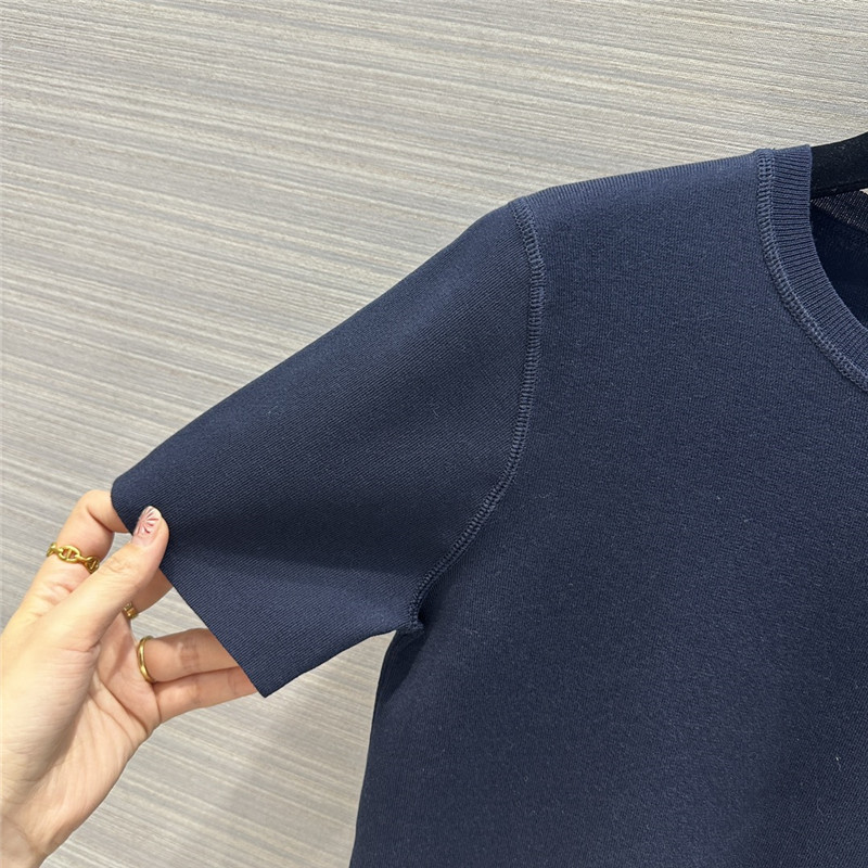 D10r logo embroidered knit t-shirt navy
