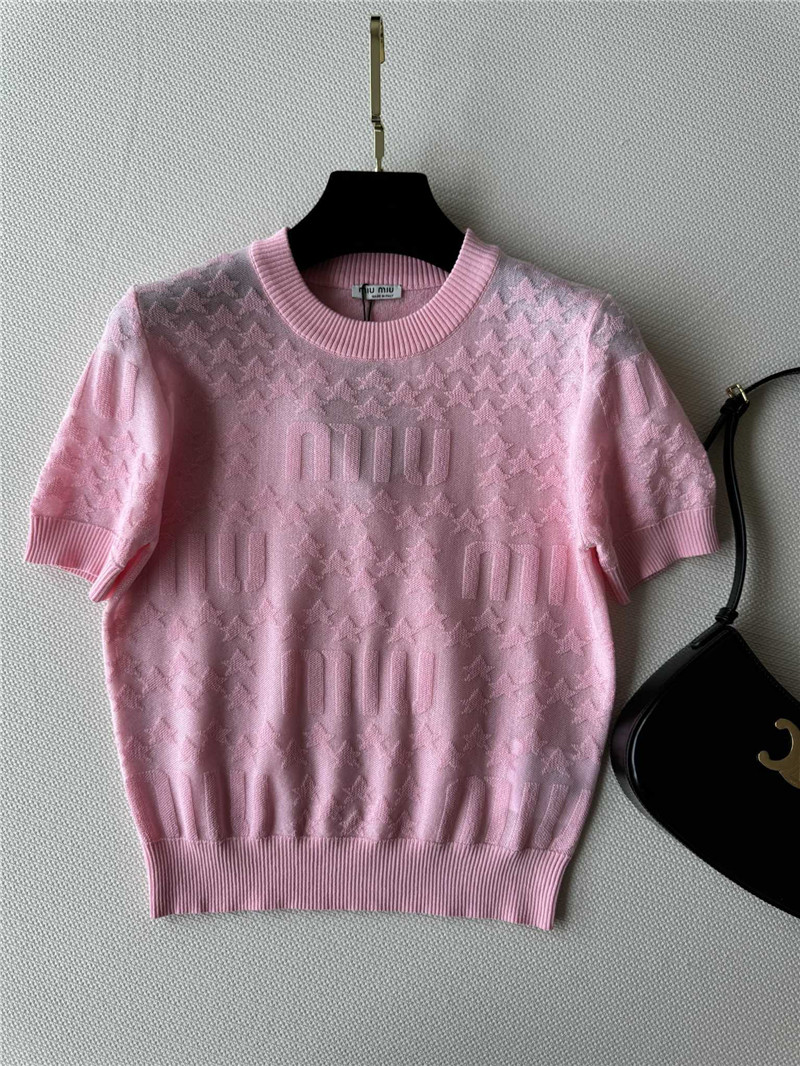 M1um1u thin jacquard top replica d&g clothing