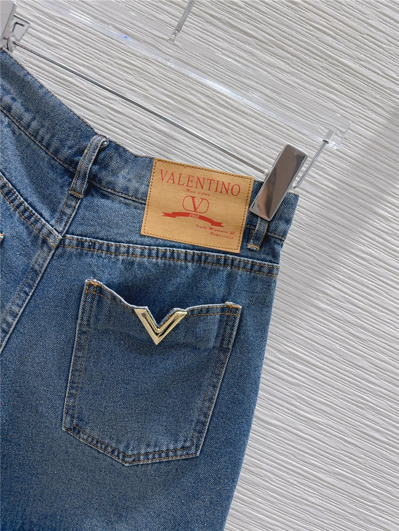 Va1e*ntin0 retro denim shorts replica designer clothes