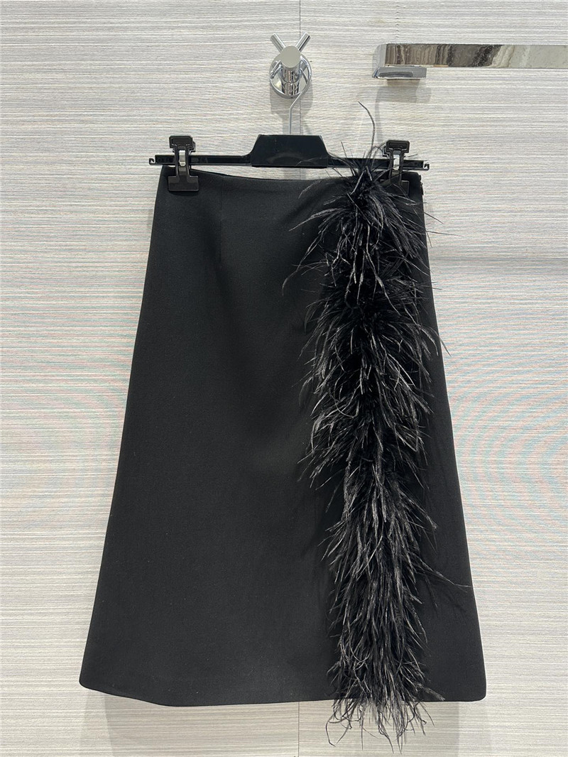 Pra*a feather slit skirt replica d&g clothing