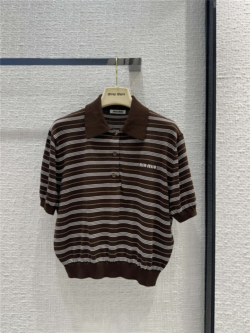 M1um1u striped polo top replica d&g clothing