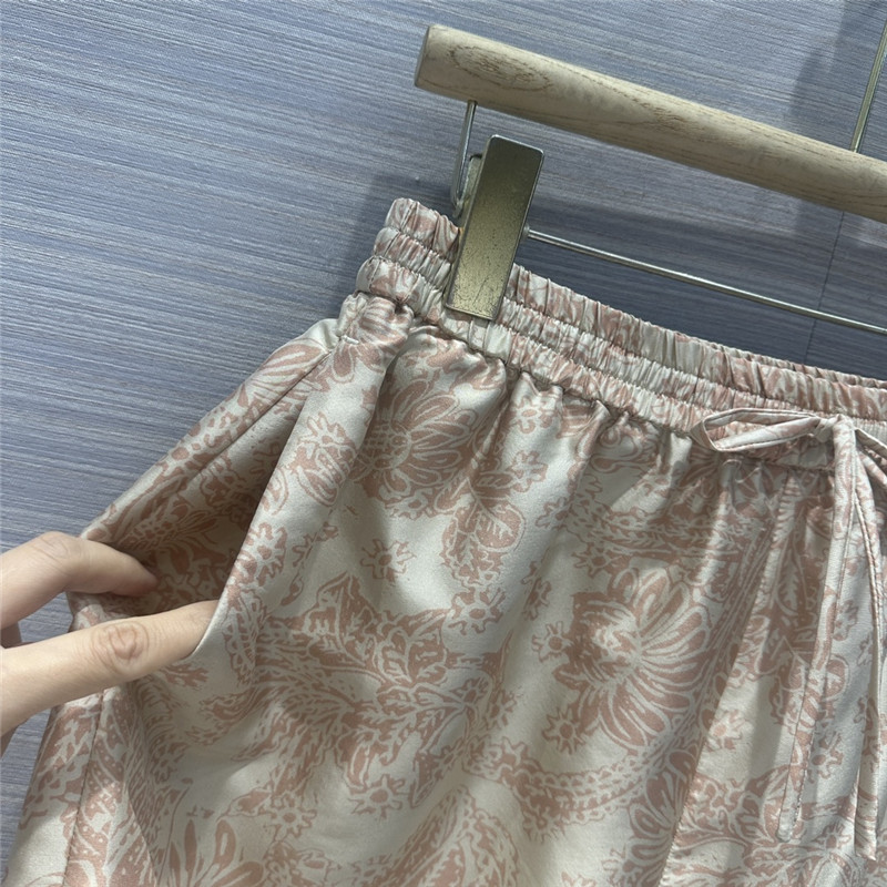 L0r0 P1ana oil painting flowers mulberry silk shorts replica clothes