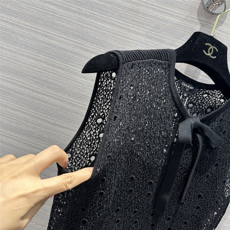 Ch**el black sleeveless lace dress