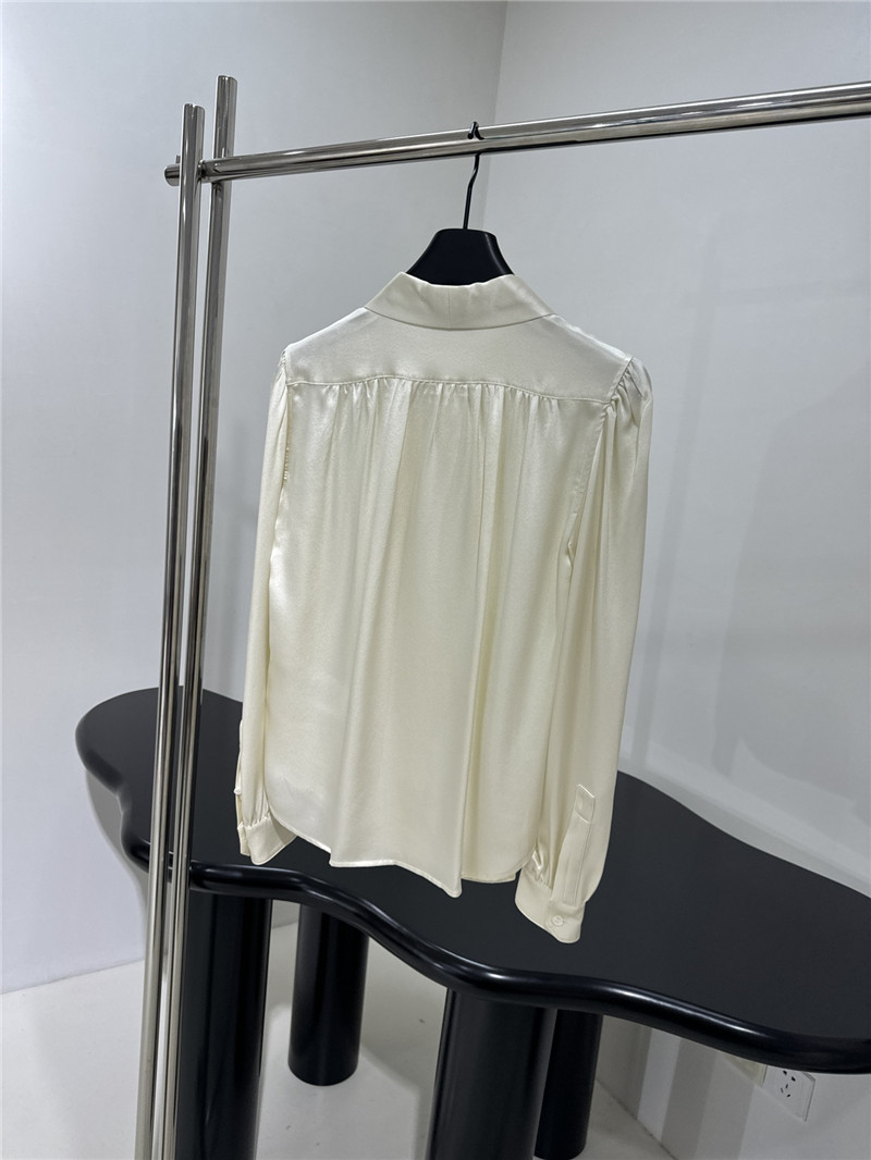 Y51 flower tie collar mulberry silk satin shirt replica clothes