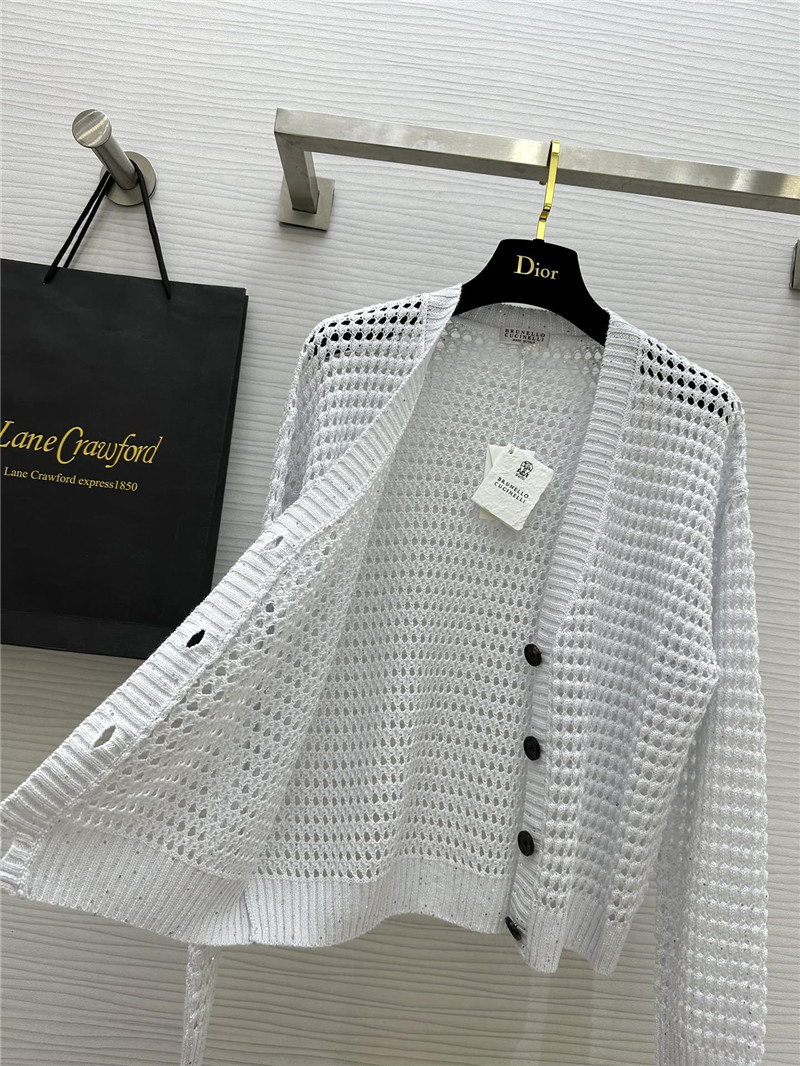 BC Hollow Linen Knitted Cardigan White