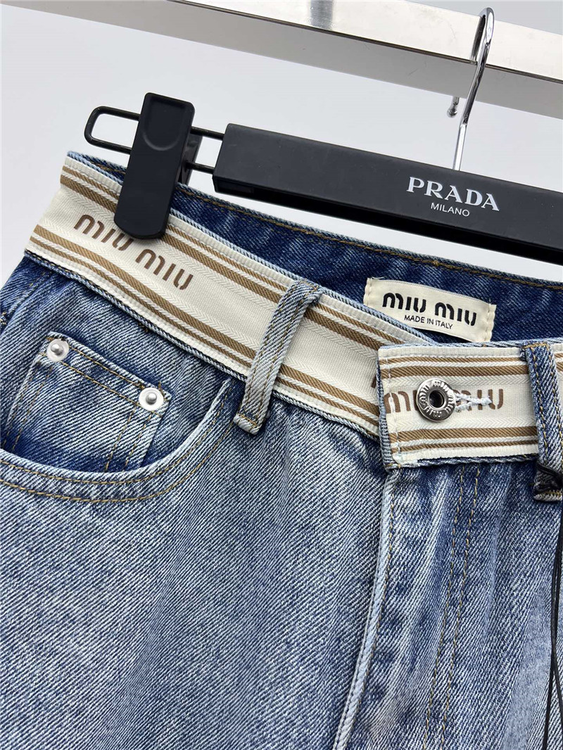 M1um1u letter web denim wide leg pants replicas clothes