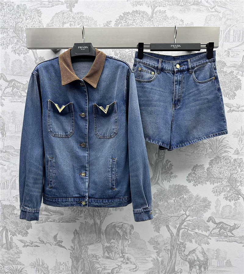 Va1e*ntin0 washed denim jacket replica d&g clothing