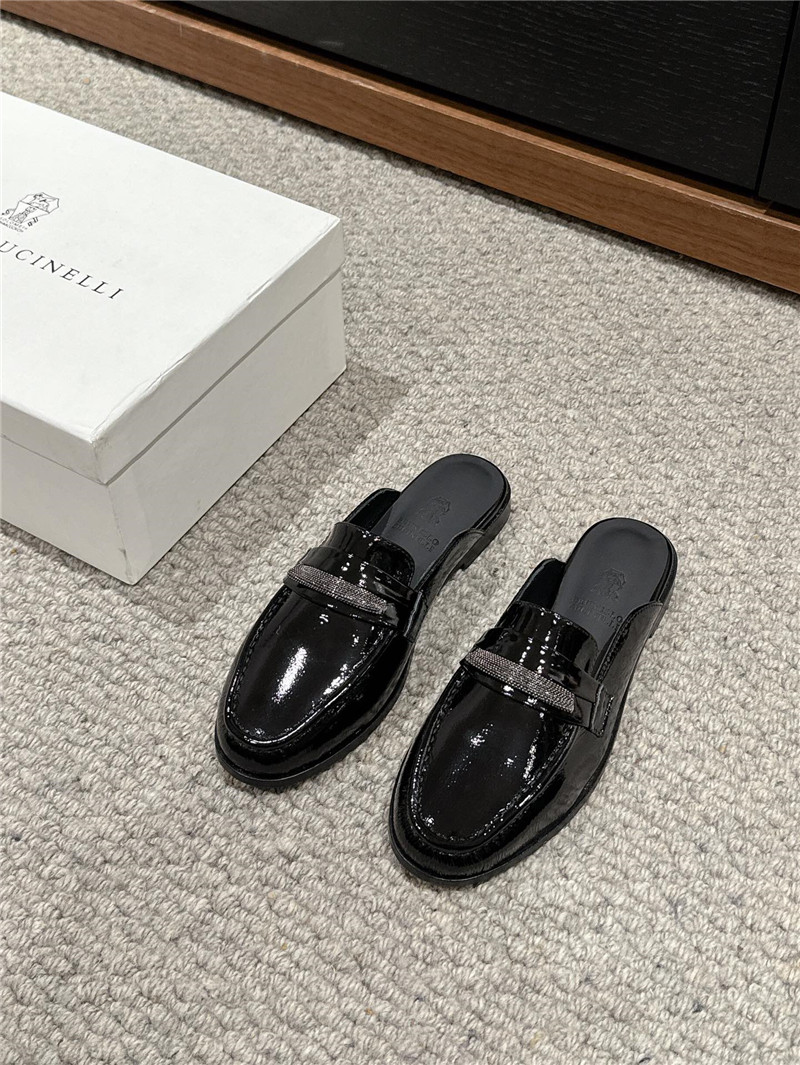 BC Black Patent Leather Flat Slides