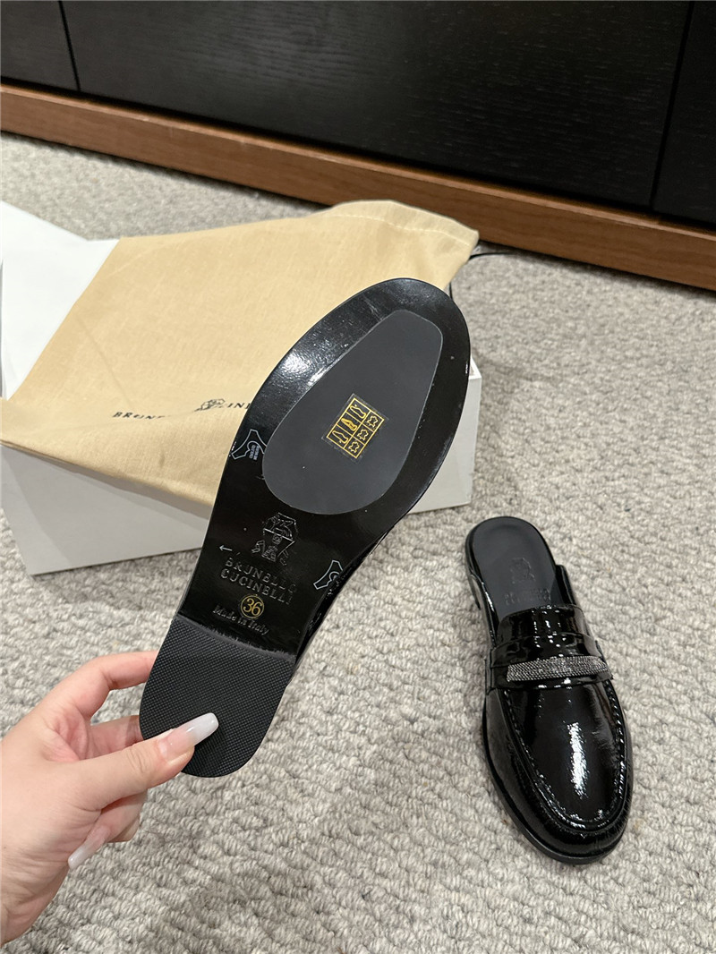 BC Black Patent Leather Flat Slides