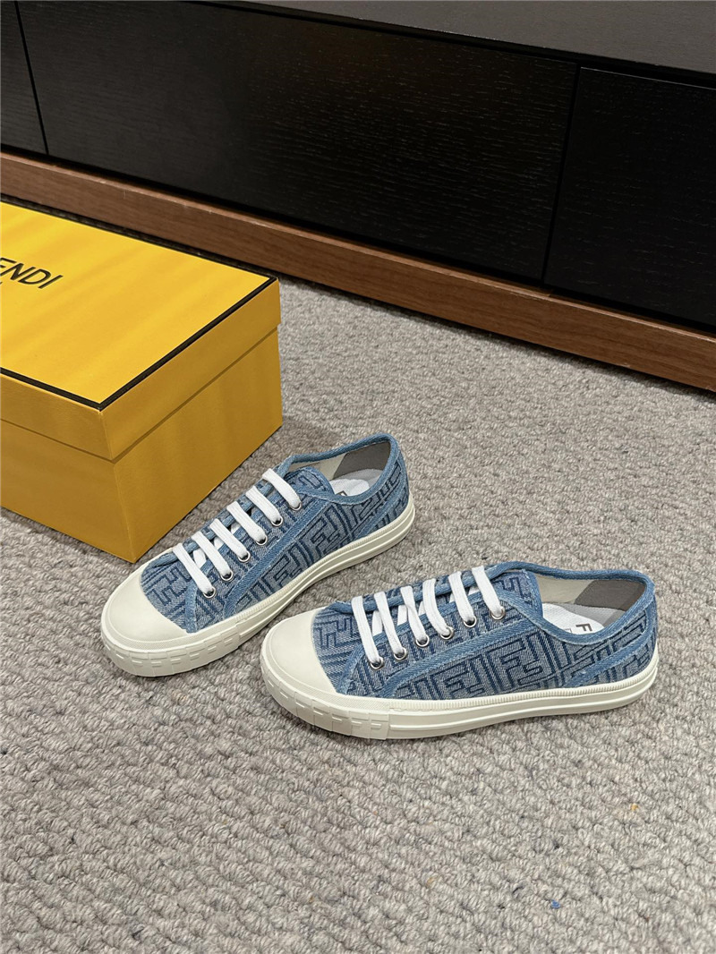 F**di ff light blue canvas sneakers