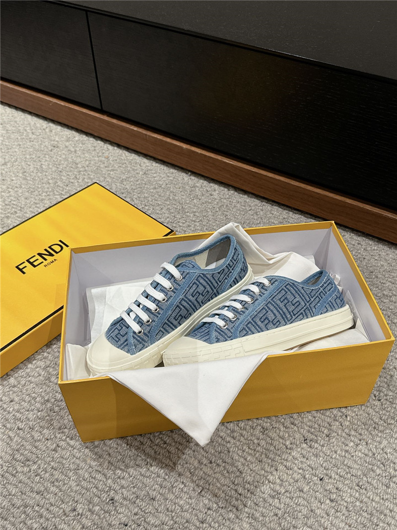 F**di ff light blue canvas sneakers