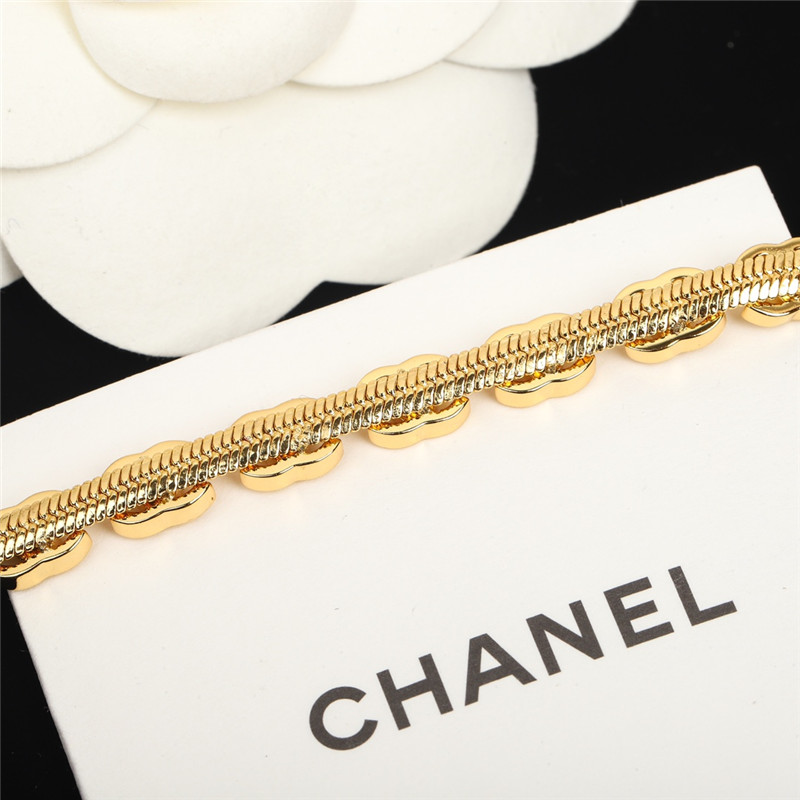Ch**el gold c snake bone chain bracelet
