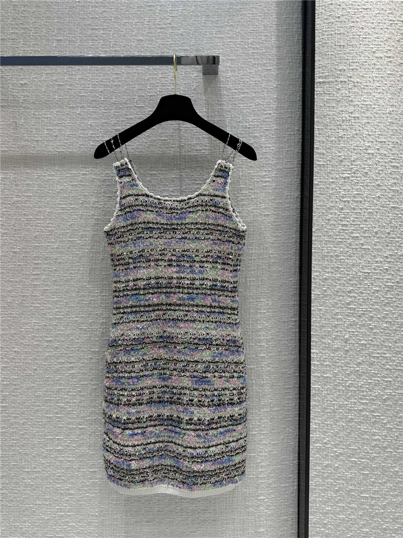 Ch**el colorful striped knitted sundress replica designer clothes