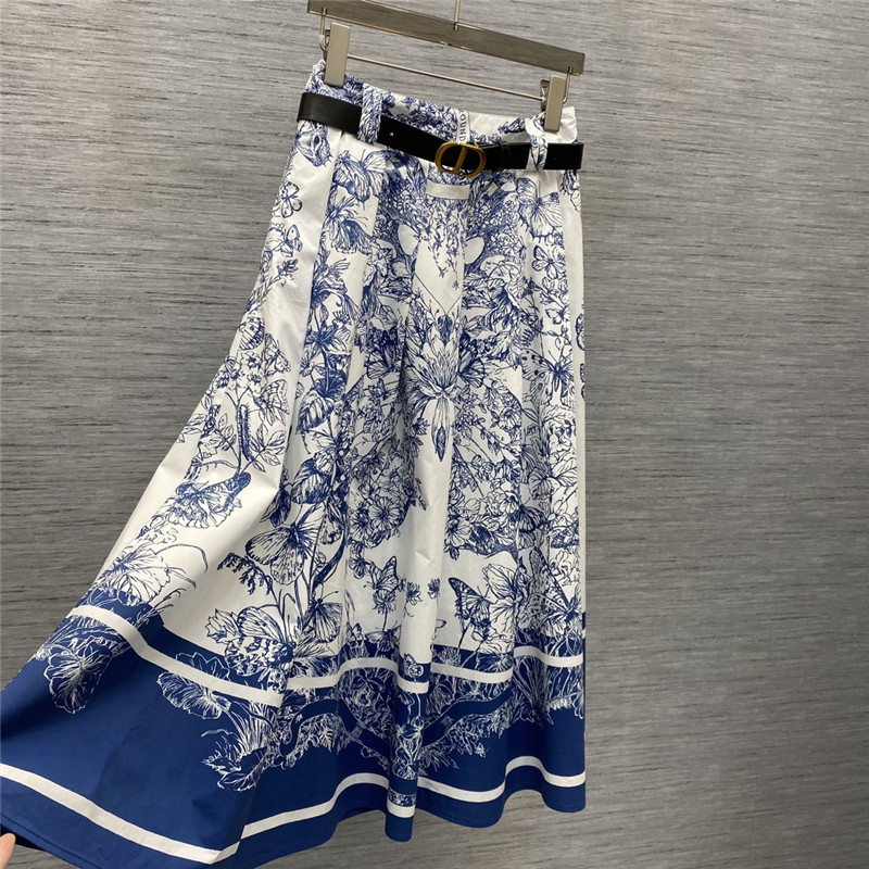 D10r printed long hem skirt replica d&g clothing