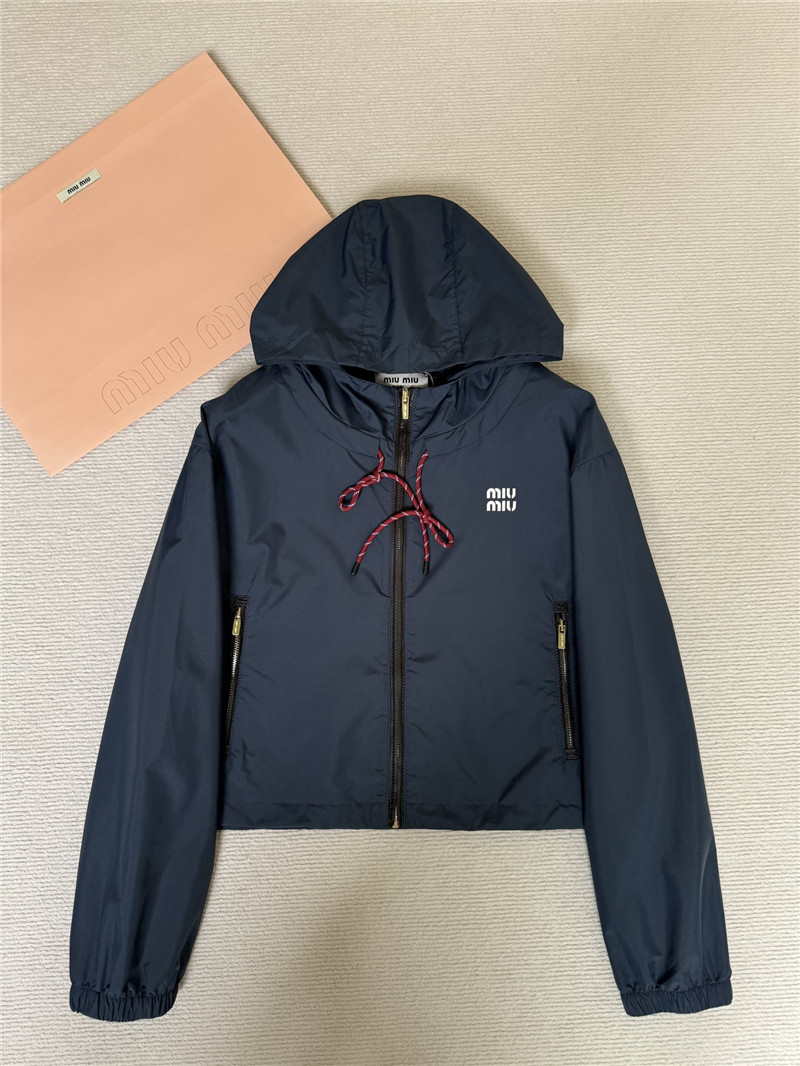 M1um1u nylon jacket + high waist shorts replica clothing