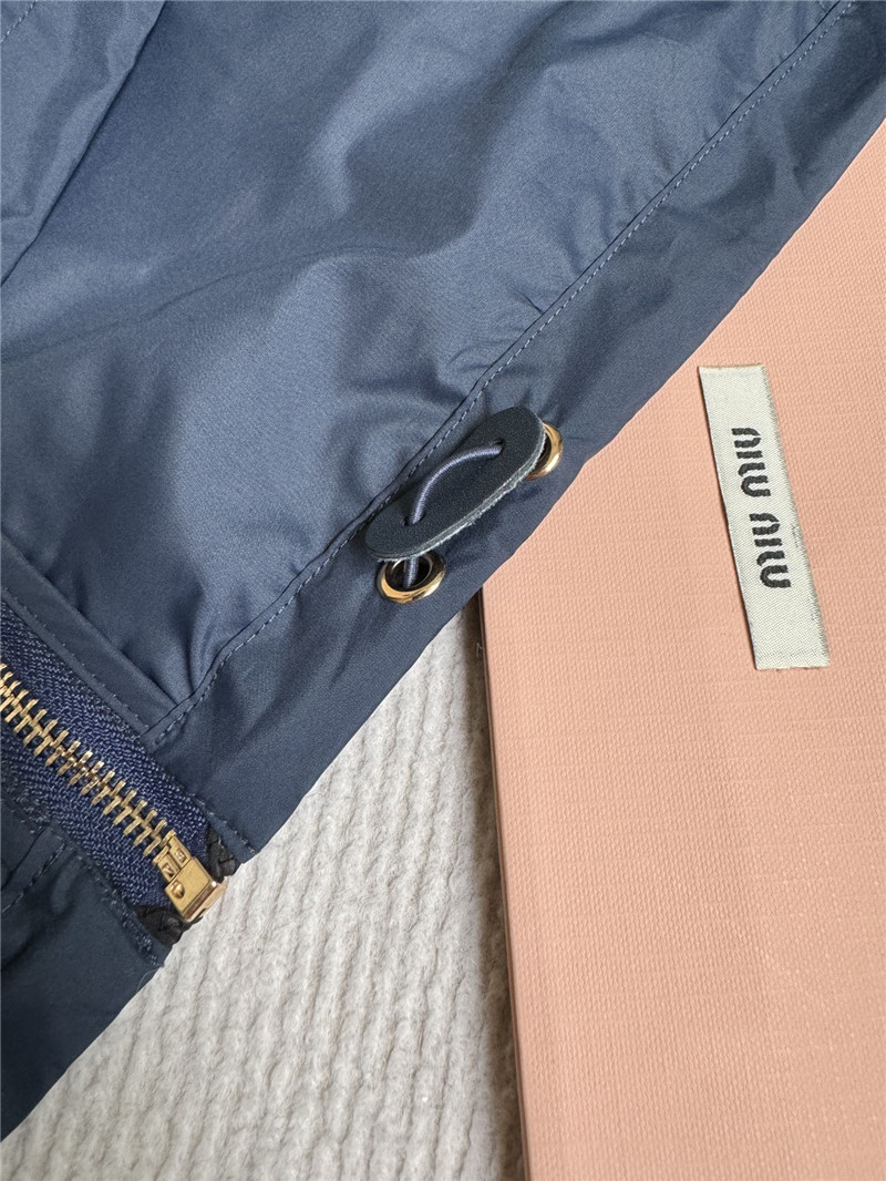 M1um1u nylon jacket + high waist shorts replica clothing