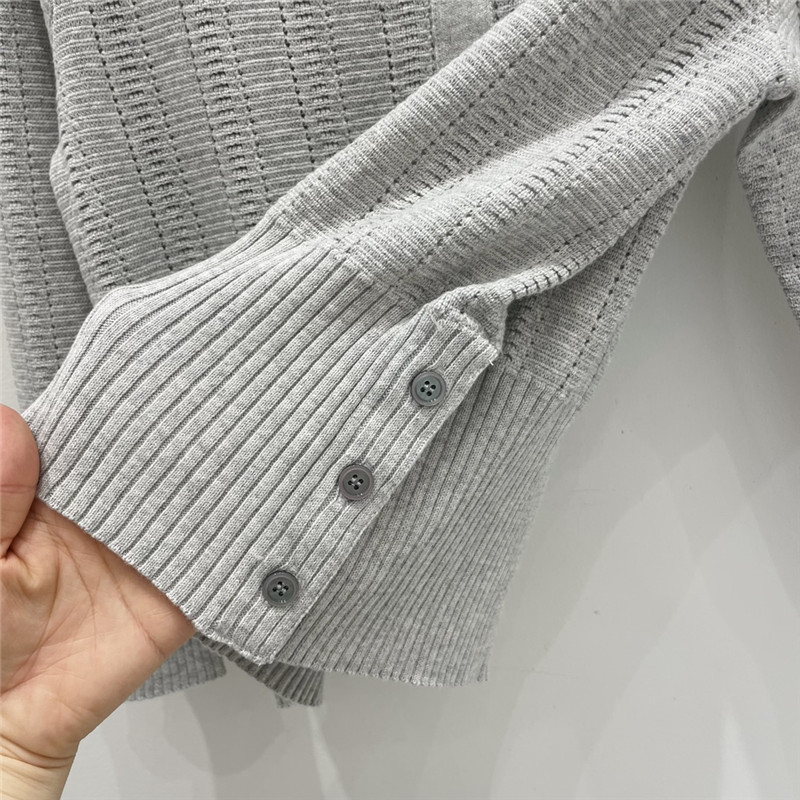 Thom Browne Short Knitted Cardigan in Grey