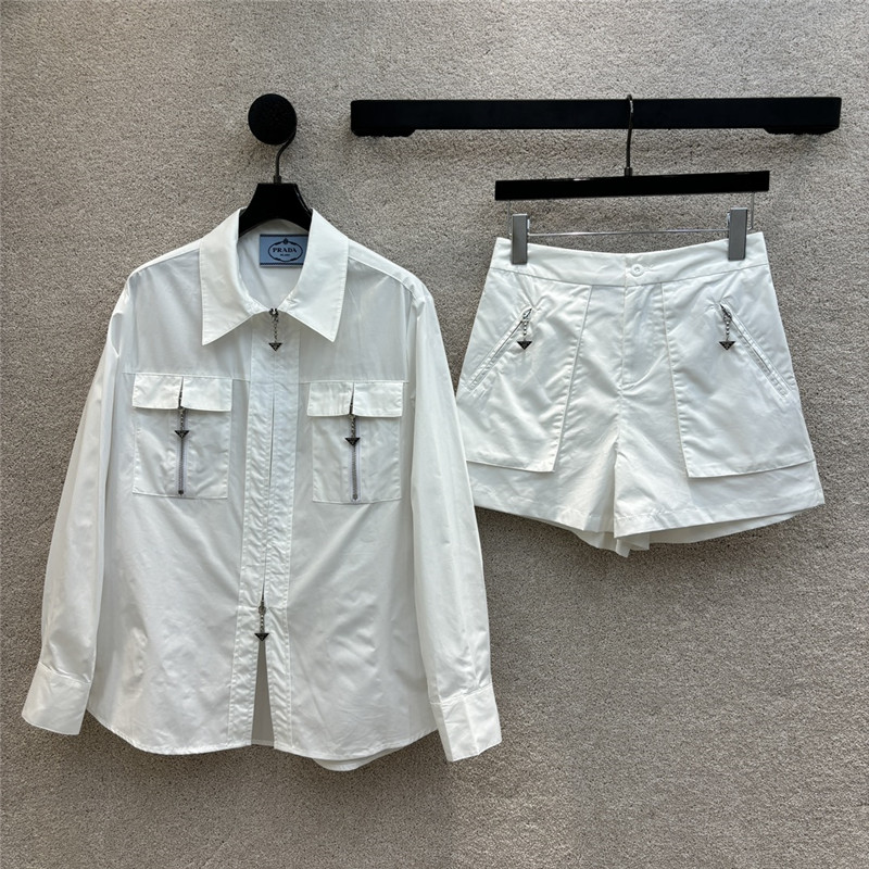 Pra*a triangle logo decorative set cheap designer replica clothes