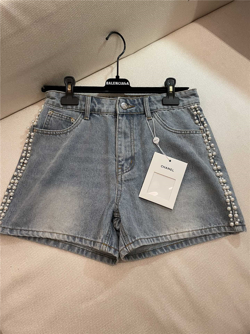 Ch**el beaded denim shorts replica d&g clothing