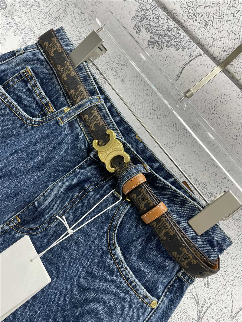 Ce1i*e arc de triomphe belt denim shorts replica clothing