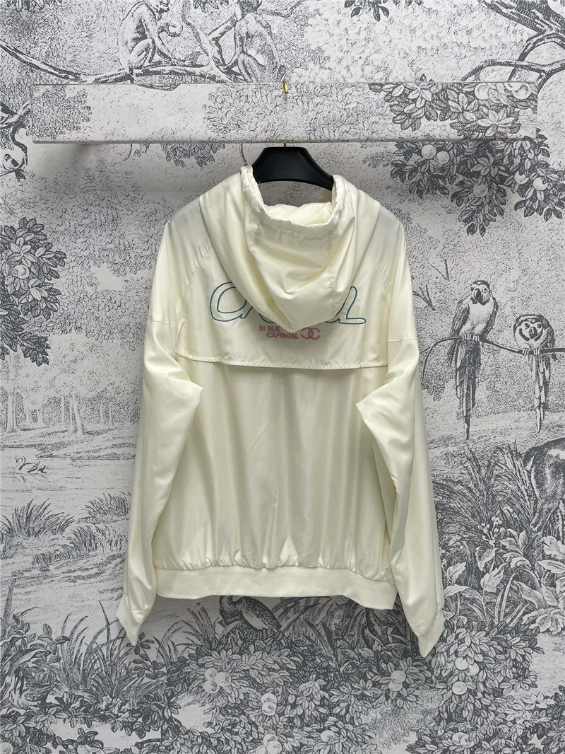 Ch**el letter embroidered hooded jacket replica clothes