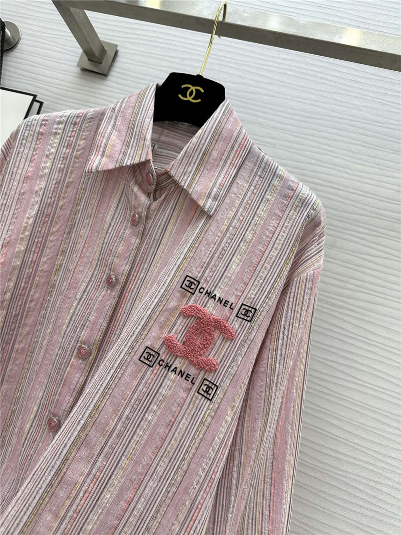 Ch**el cotton and linen striped shirt replica designer clothes
