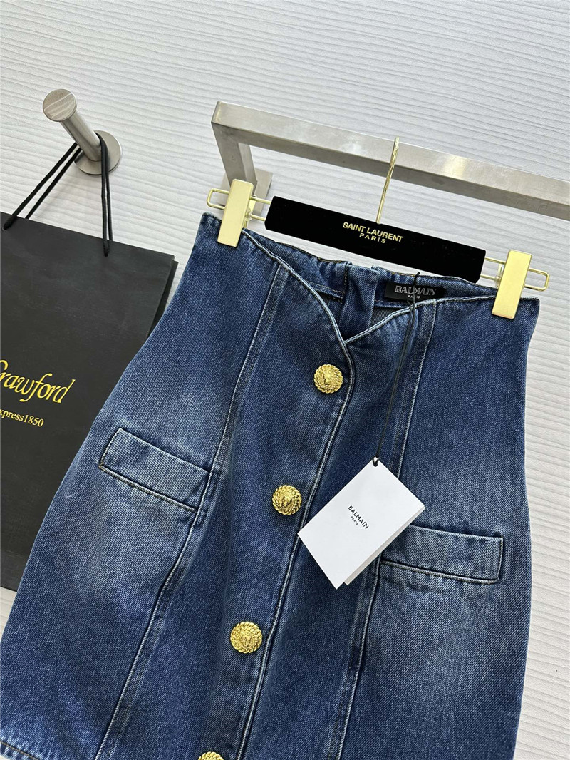 Balmain metal buckle element denim skirt replica clothes