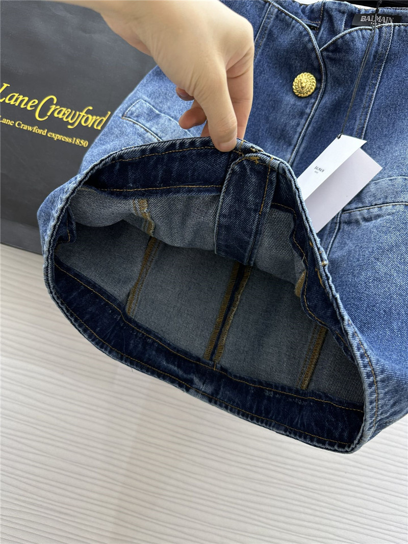 Balmain metal buckle element denim skirt replica clothes