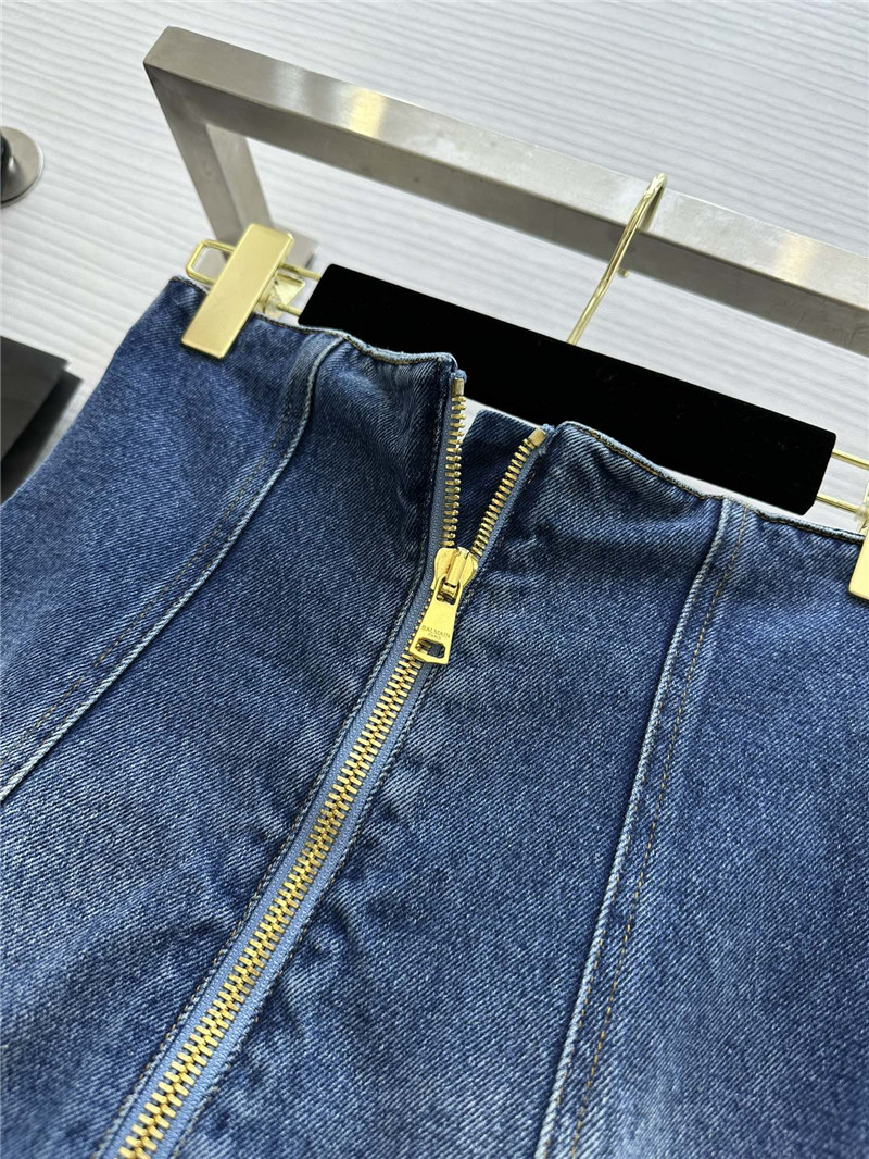 Balmain metal buckle element denim skirt replica clothes