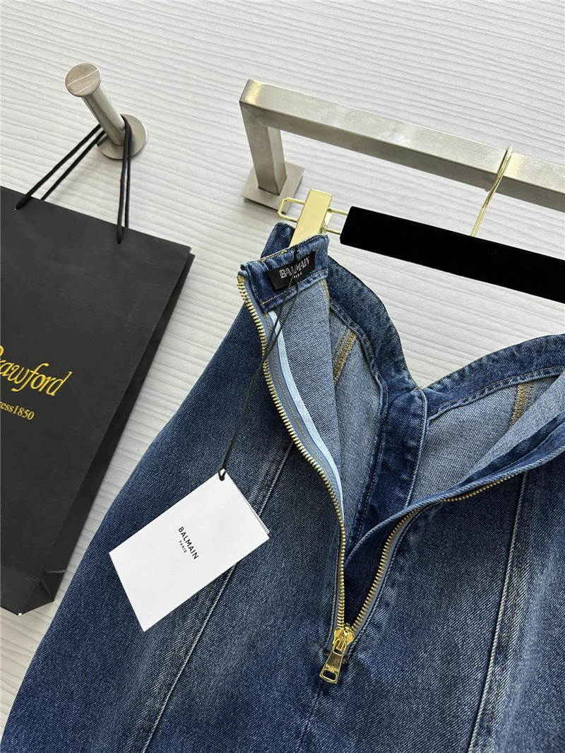Balmain metal buckle element denim skirt replica clothes