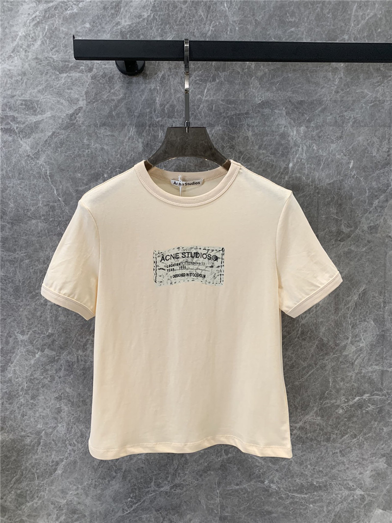 Acne Studios Beige Logo Print T-Shirt