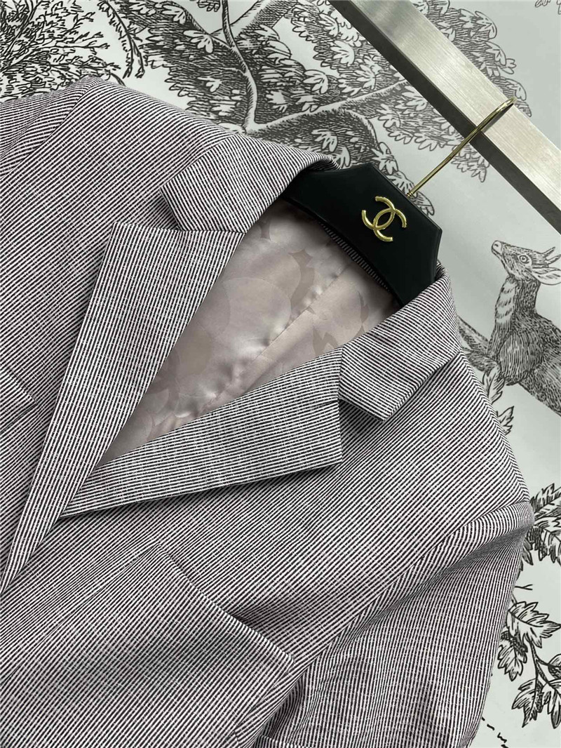 Ch**el pinstripe short-sleeved blazer replica clothes